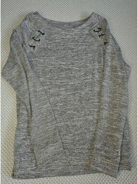 Always Indigo fall shirt with leather size medium